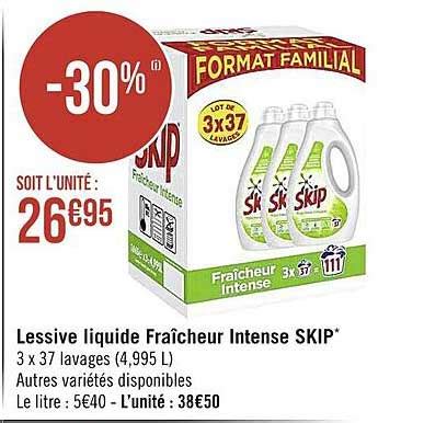 Offre Lessive Liquide Fraîcheur Intense Skip chez Supermarches