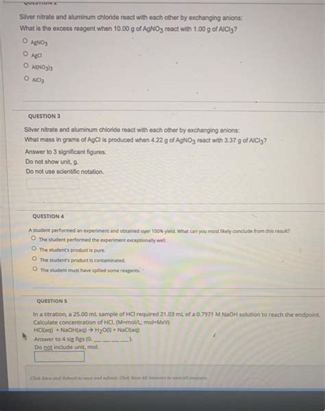 Solved Youtun Silver Nitrate And Aluminum Chloride React