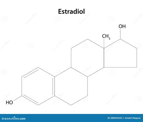 Estradiol Structural Chemical Formula Simple Royalty Free Stock Photo