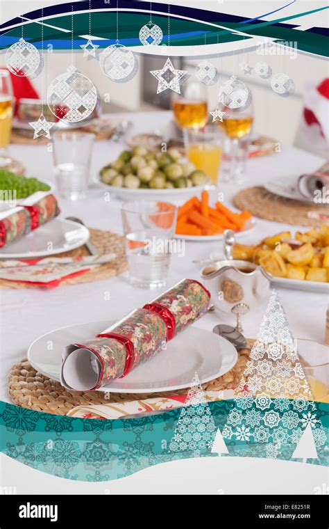 Christmas dinner table with food Stock Photo - Alamy