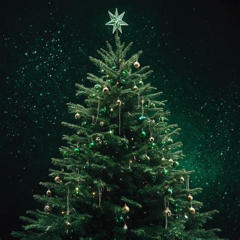 Premium Photo | A christmas tree with green lights and a star on it