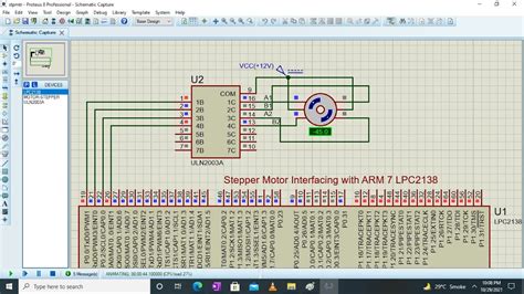 Stepper Motor Interfacing With Arm Lpc In Proteus Youtube