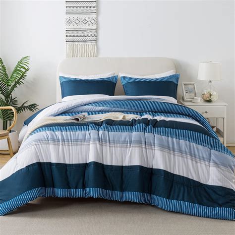 Litanika Navy Blue California King Comforter Set 3 Pieces