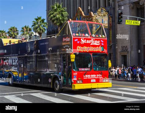 Starline Tours Double Decker Sightseeing Bus On Hollywood Boulevard