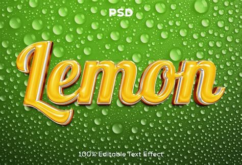 Premium Psd Lemon D Editable Text Effect