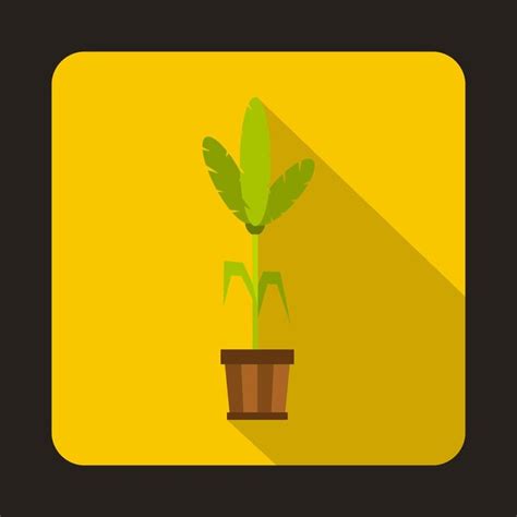 Premium Vector House Plant In Pot Icon In Flat Style On A Yellow