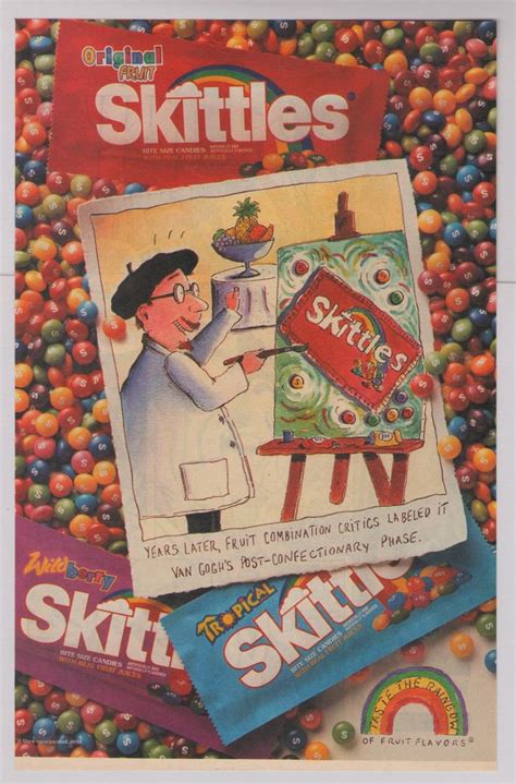 SKITTLES candy '90s PRINT AD Van Gogh advertisement 1994