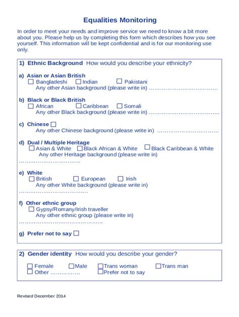 Equality Monitoring Of Services Doc Template Pdffiller