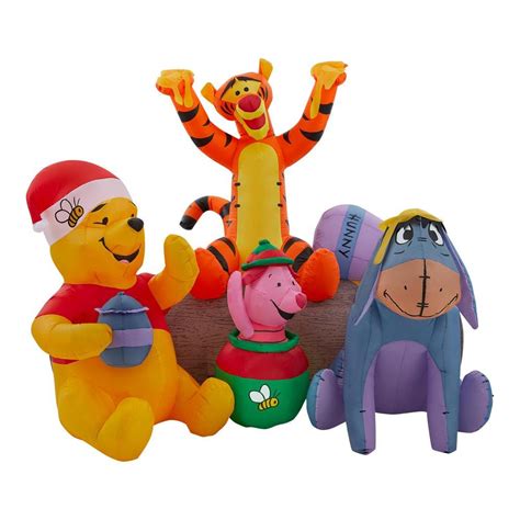 Disney 6 Ft Pre Lit LED Airblown Pooh And Friends With Honey Pot