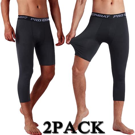 Elbourn 2pcs Single Leg 3 4 Compression Tights Unisex Sports