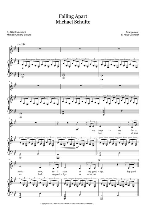 Falling Apart Arr Antje Günther By Hold The Rhythm Sheet Music For Piano Vocal And Guitar