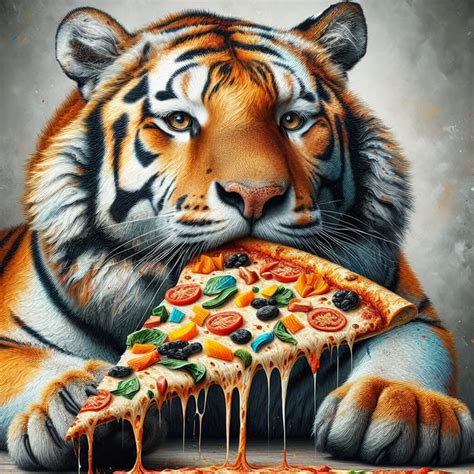 Ultra Realistic Tiger Eating Pizza Art | AI Art Generator | Easy-Peasy.AI