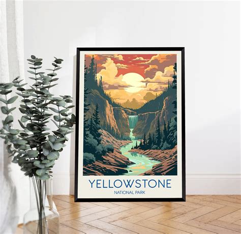 Yellowstone National Park Poster Wyoming Poster Yellowstone Etsy