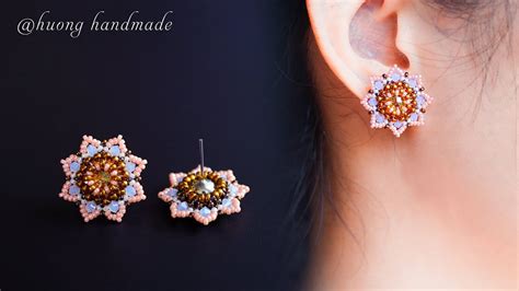 Lotus Flower Earrings How To Make Beaded Stud Earring Beaded Jewelry