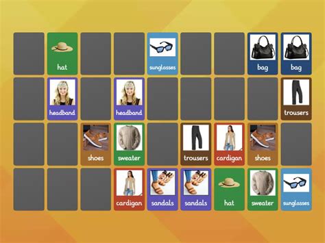 Klasa 2 Lekcja Clothes Wordwall Skillstar Matching Pairs