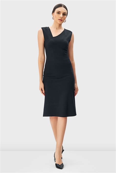 Shop Asymmetric Neck Ponte Knit Sheath Dress Eshakti