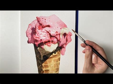 How To Paint A Realistic Ice Cream In Watercolor Food Illustration