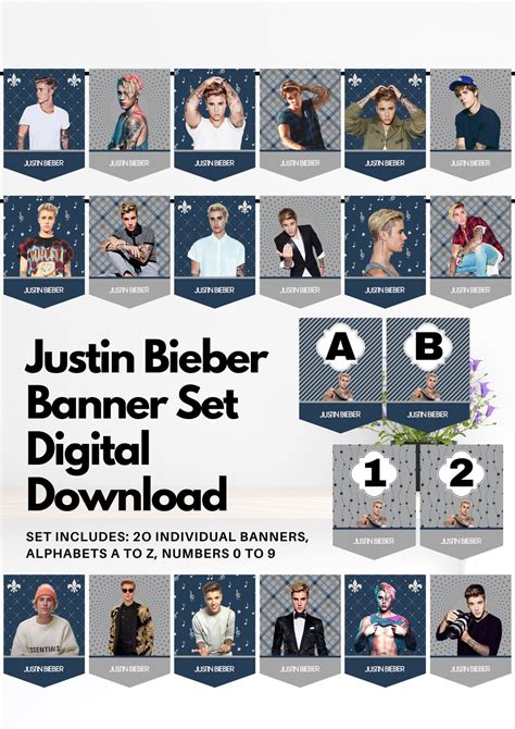 Justin Bieber Banner Flag Digital Download Justin Bieber Etsy