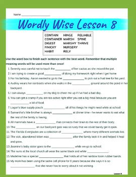 Wordly Wise Vocabulary Book Lesson Activity Pack By Freshly Brewed