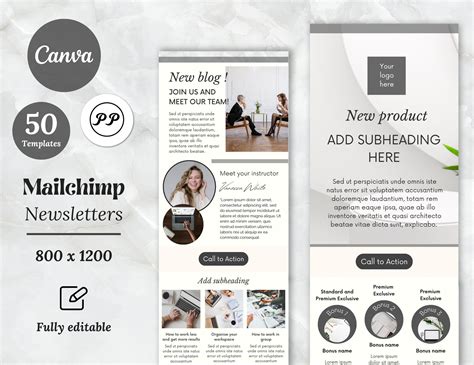 50 Mailchimp Templates , Canva Email Template , Editable Newsletter ...