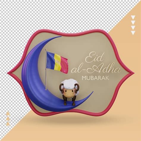 D Eid Al Adha Bandeira De Andorra Renderiza O Vista Frontal Psd Premium