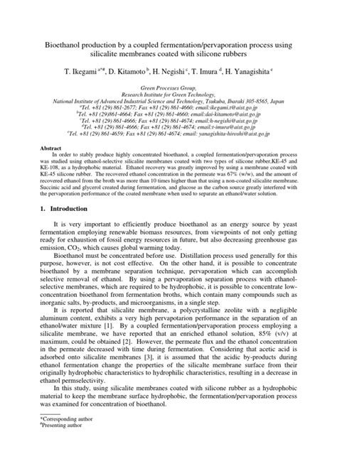 Pervaporation 1 | PDF | Ethanol | Membrane