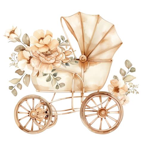 Stroller For Baby Nursery Watercolor Illustration Premium Ai