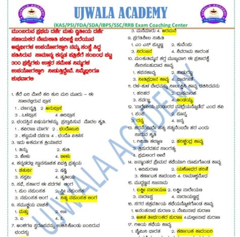 Important General Kannada Questions Jnyanabhandar