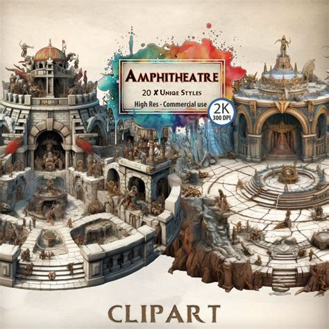 Amphitheatre Clipart Ancient Historic Ruins Battle Arena Graphics