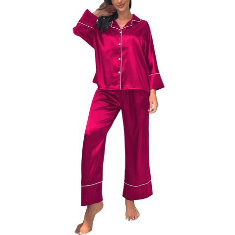 Hwmodou Womens Pajama Outfits Sets Womens Classic Button Down Long