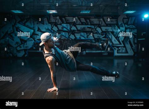 Young Breakdance Performer Dancing In Studio Modern Urban Dance Style