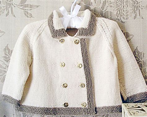 Knitting Pattern Baby Jacket Double Breasted With Etsy Baby Knitting