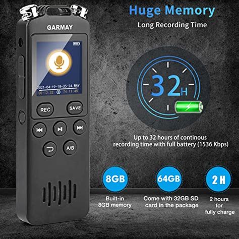 Garmay Digital Voice Recorder 2022 Upgraded 72gb 1536kbps 5148hours Recording Capacity 32h