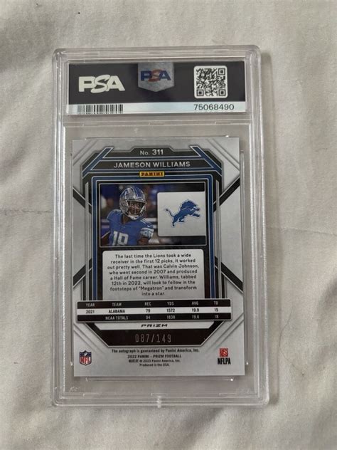 Panini Red Wave Prizm Rookies Jameson Williams Rc Psa Ebay