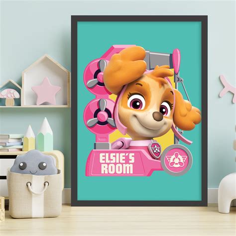 Paw Patrol Print Skye Graphic Personalised Poster Wall Art