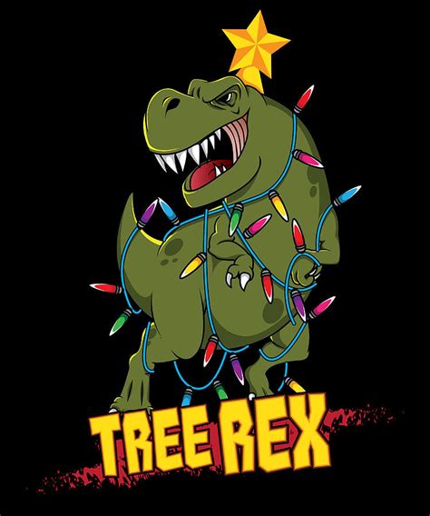 Tree Rex Christmas T Rex Dinosaur Christmas T Painting By Luke Kelly