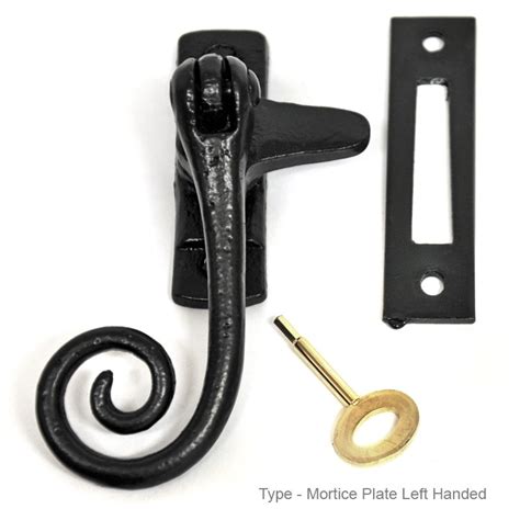 Kirkpatrick Black Cast Iron Smooth Lockable Monkey Tail Casement Fastener