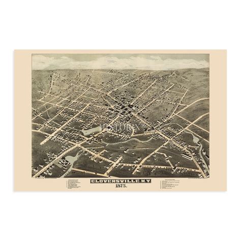 1875 Gloversville New York Map Vintage Map of Gloversville NY Wall Art ...