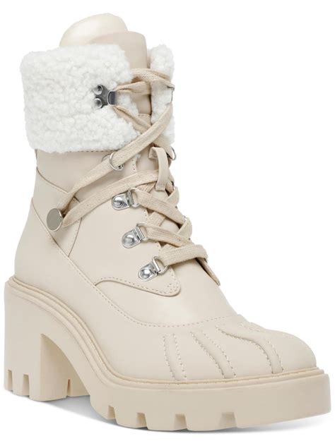 Steve Madden Womens Northern Faux Fur Lug Sole Combat Lace Up Boots