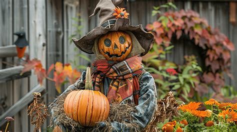 Halloween Pumpkin Scarecrow With Pumpkins, Halloween Pumpkin Scarecrow ...