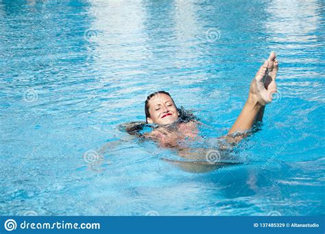 Summer Vacation And Travel To Maldives Woman In Swimming Pool Girl