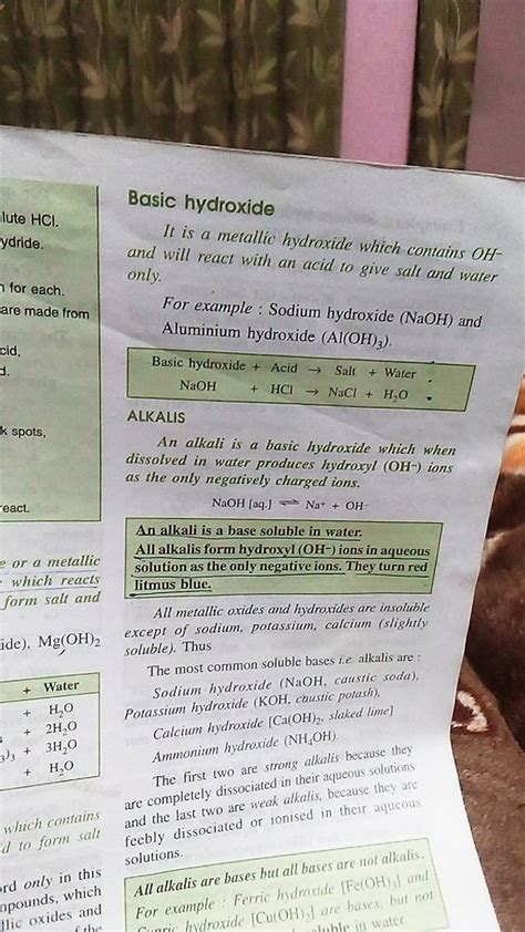 Basic hydroxideIt is a metallic hydroxide which contains OHand will reac..