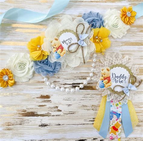 Winnie The Pooh Maternity Sash Blue And Yellow Winnie The Pooh Baby