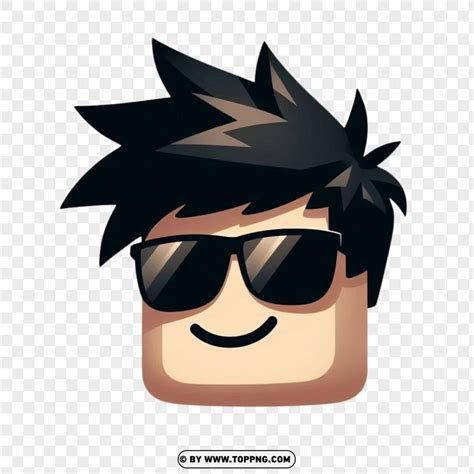 Roblox Face Png With Black Spiky Hair And Sunglasses Toppng