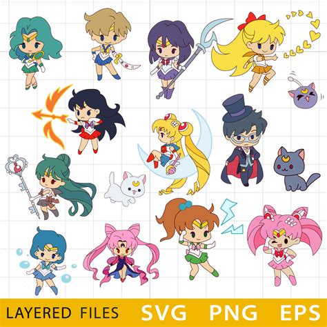 Sailor Moon Bundle Layered SVG Sailor Moon Cricut File Sai Inspire