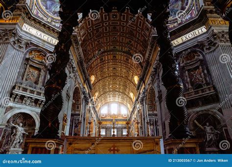 Interior Inside The St Peters Basilica Catholic Church In The Vatican ...