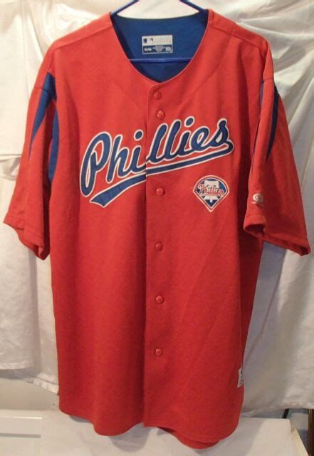 Philadelphia Phillies True Fan Red Baseball Sewn Jersey Mens Size Xl Ebay