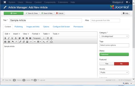 Joomla Creating Articles Codesteps