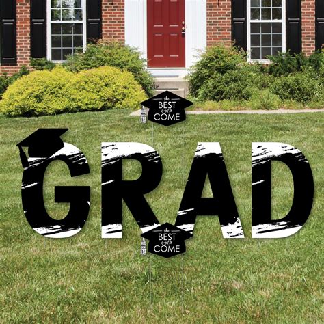 Big Dot of Happiness Black and White Graduation Party Yard Signs ...