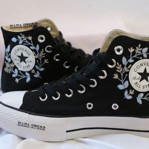 Nick Charlie Leaves Embroidery Classic High Top Converse Chuck